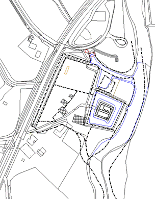 plattegrond van 1381 op kadastrale ondergrond van 1811 en huidige BGT.